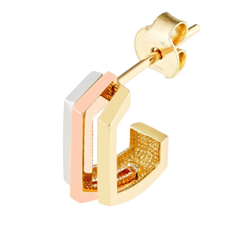 Birmingham Jewelry - 14K Tri Color Gold Geometric Hoop Earrings - Birmingham Jewelry
