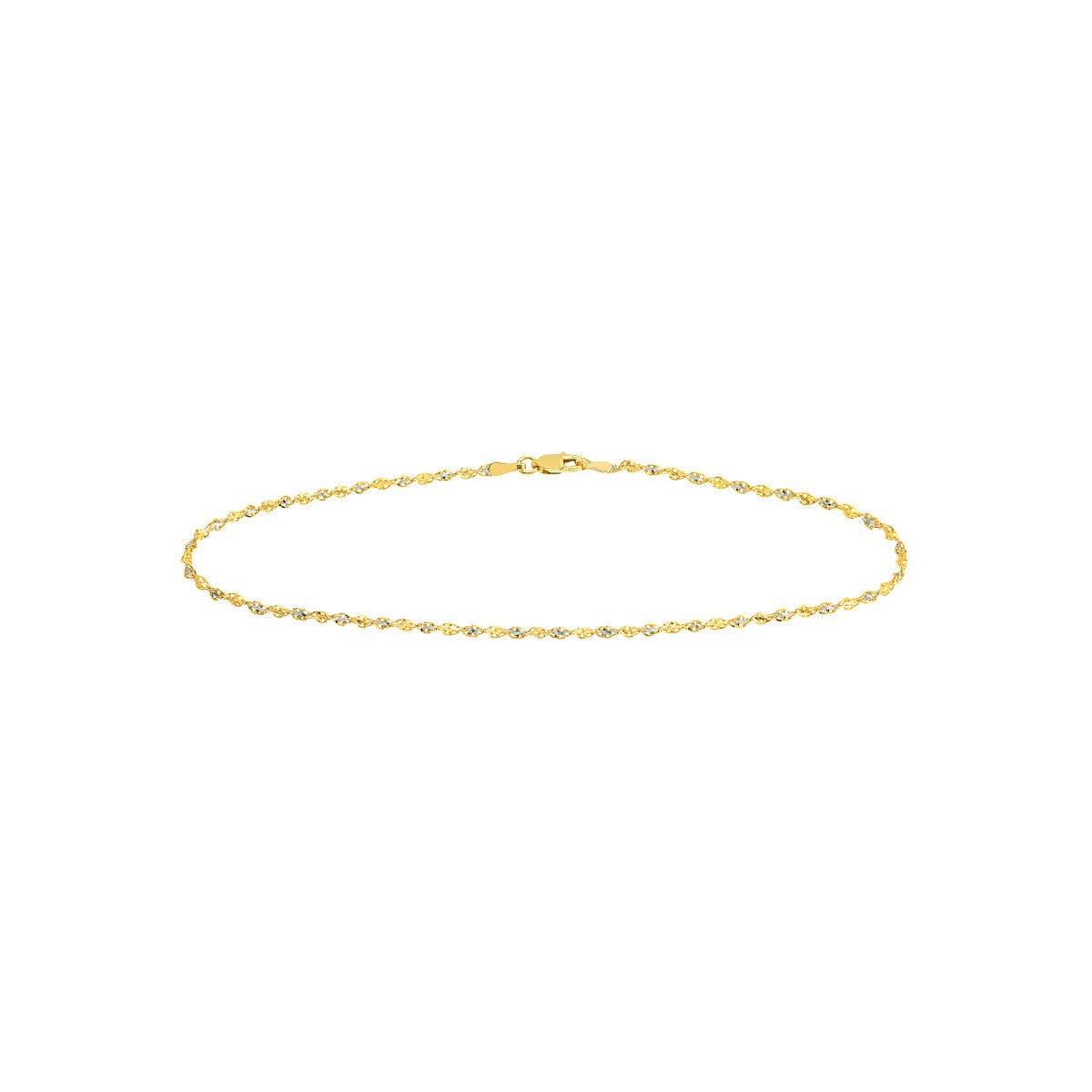 Birmingham Jewelry - 14K Two-Tone Gold 2.10mm Dorica Chain with Lobster Lock Anklet - Birmingham Jewelry