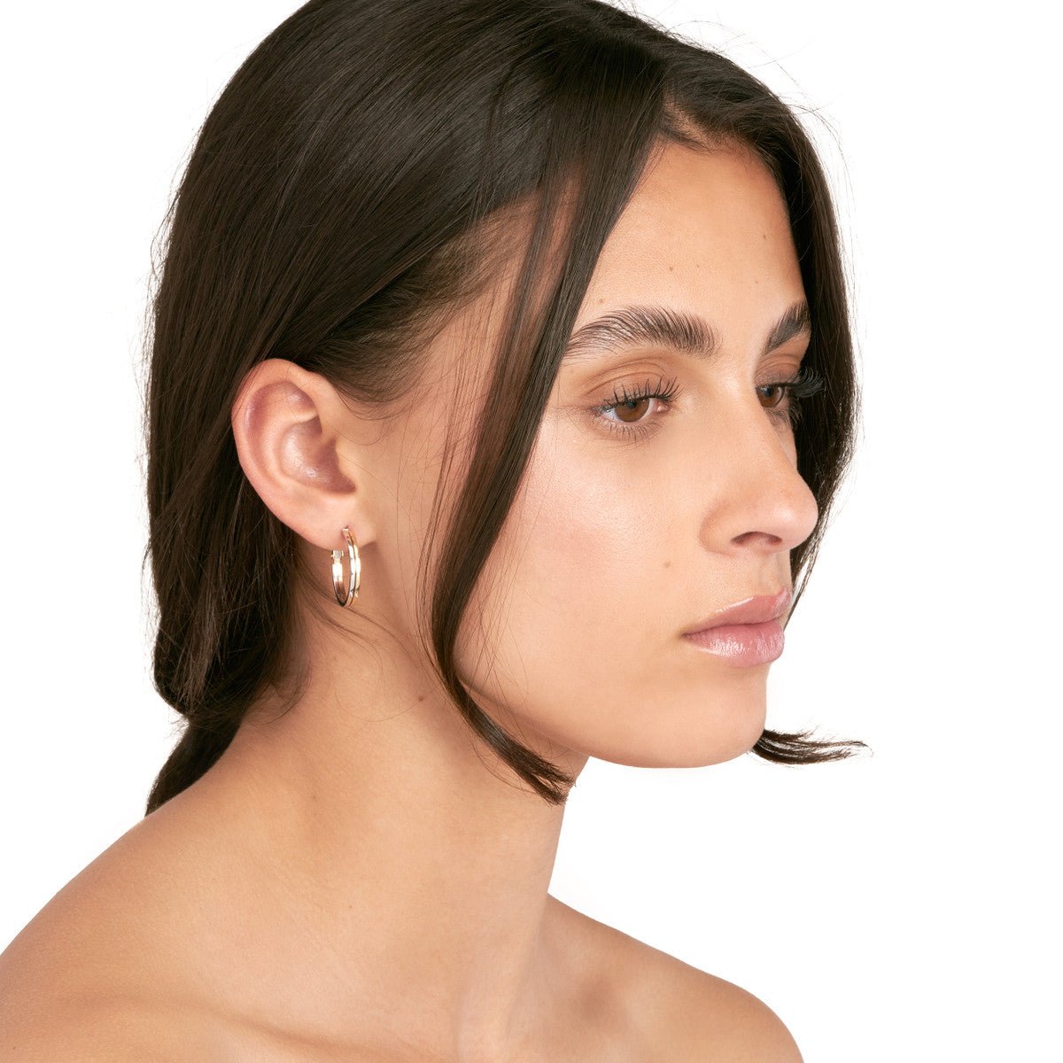 Birmingham Jewelry - 14K Two-Tone Gold 23mm Omega Back Earrings - Birmingham Jewelry