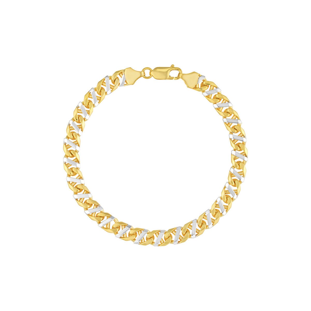 Birmingham Jewelry - 14K Two-tone Gold 7.00mm Men's Mariner Chain Bracelet - Birmingham Jewelry