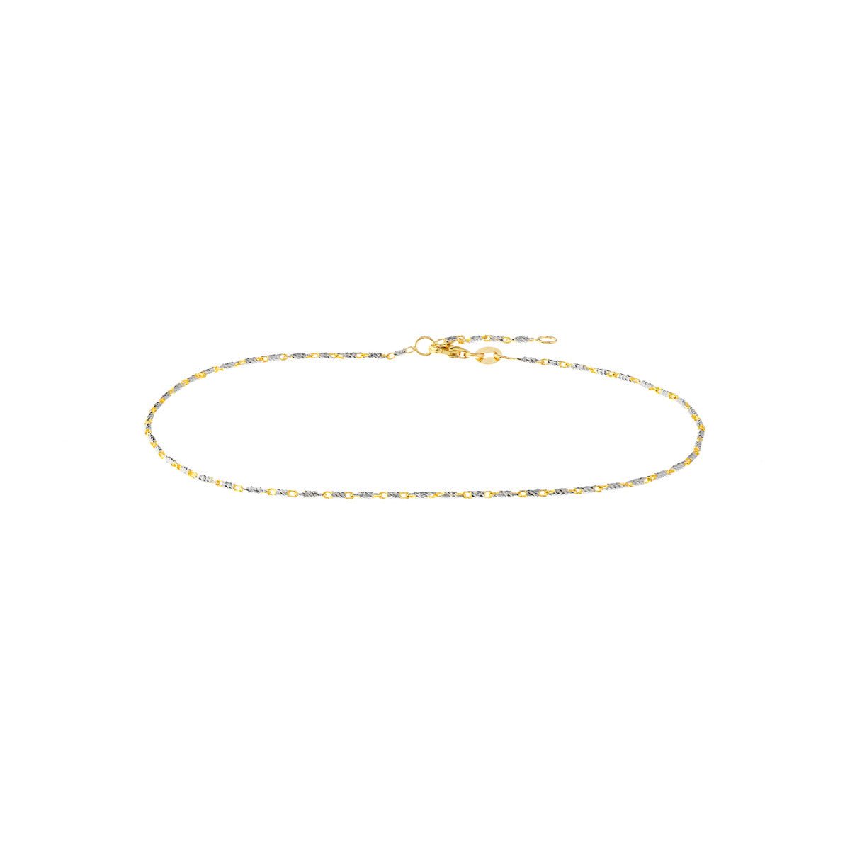 14K Two-Tone Gold Adjustable Lumacina Anklet (1.20mm) Birmingham Jewelry Anklet Birmingham Jewelry