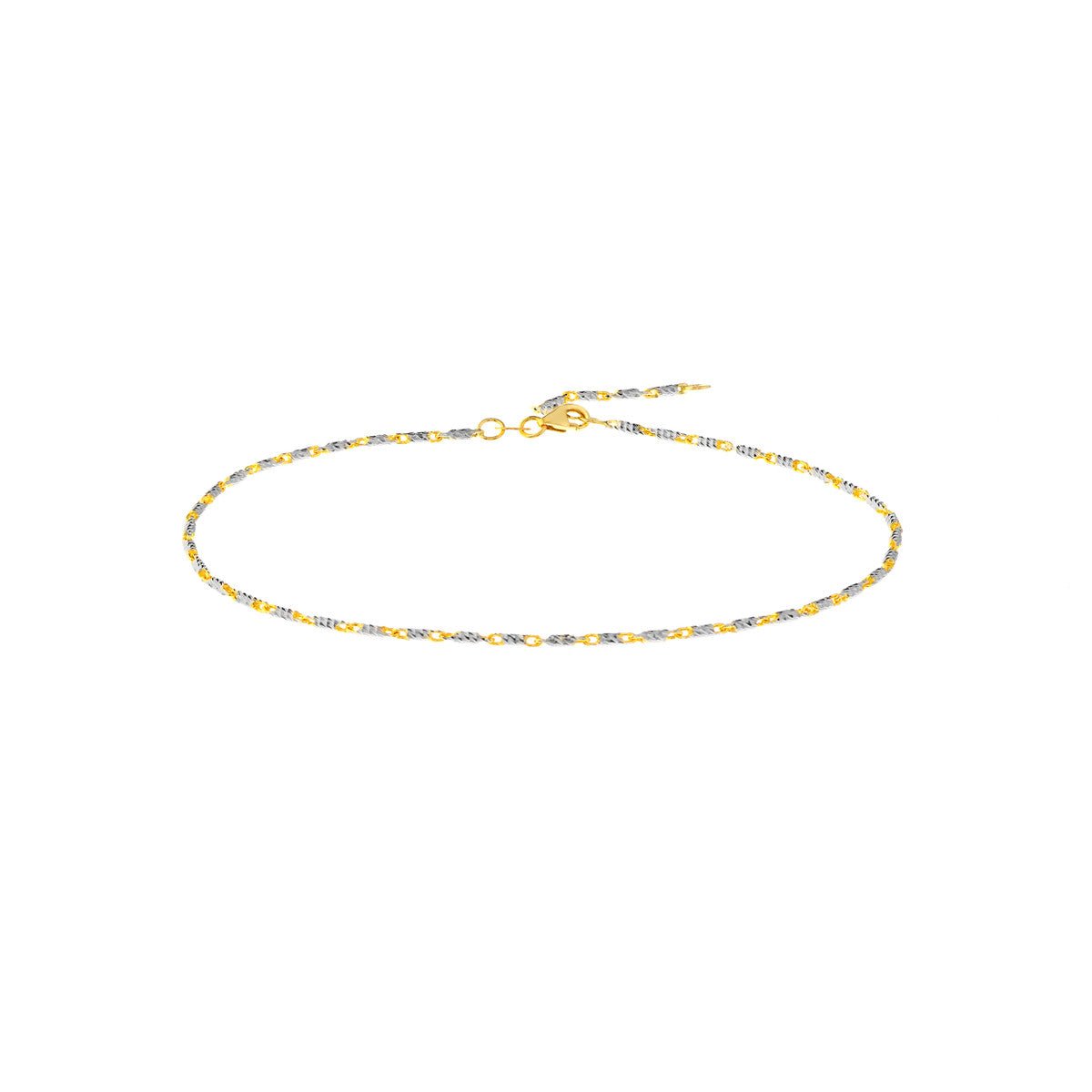 Birmingham Jewelry - 14K Two-Tone Gold Adjustable Lumacina Anklet (1.50mm) - Birmingham Jewelry