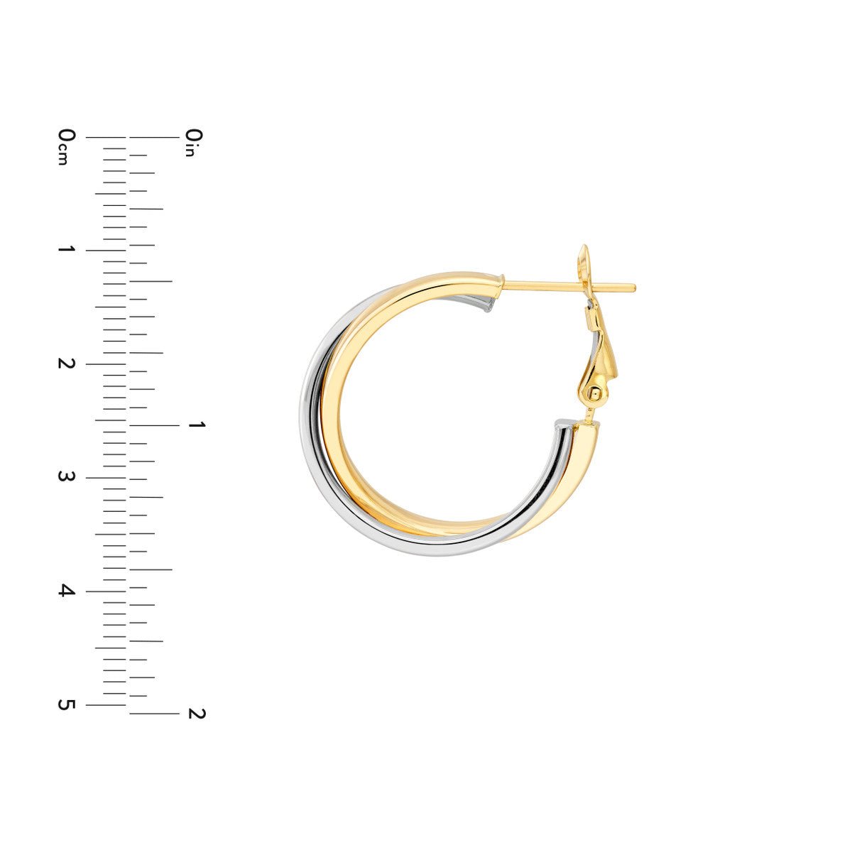 Birmingham Jewelry - 14K Two-Tone Gold Criss-Cross Omega Back Hoop - Birmingham Jewelry