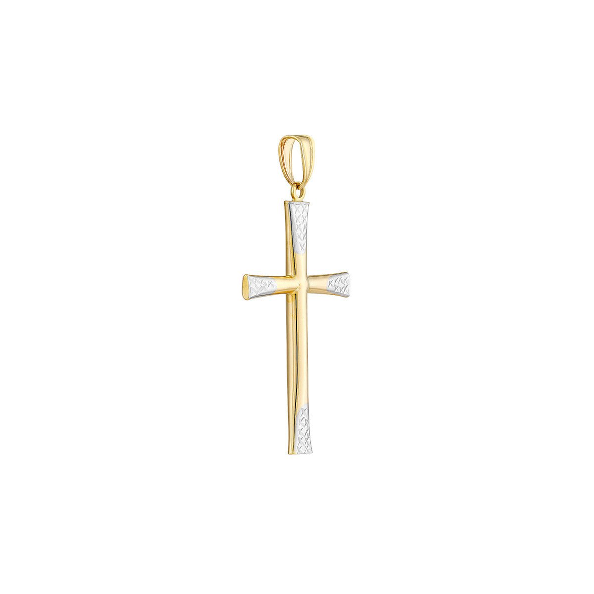 Birmingham Jewelry - 14K Two-Tone Gold Diamond-Cut Tipped Cross Pendant - Birmingham Jewelry