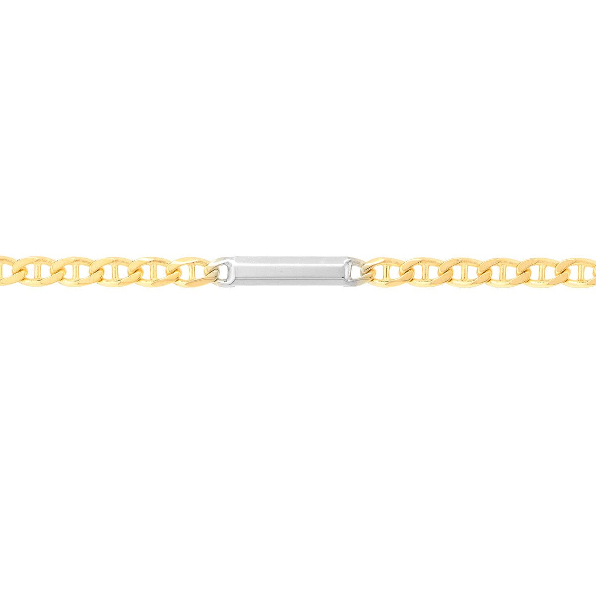 14K Two-Tone Gold Mariner Chain Anklet with Staple Bars Anklet Birmingham Jewelry Anklet Birmingham Jewelry
