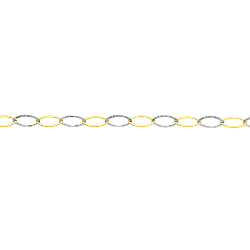 Birmingham Jewelry - 14K Two-Tone Gold Oval Stamping Link Chain Anklet - Birmingham Jewelry