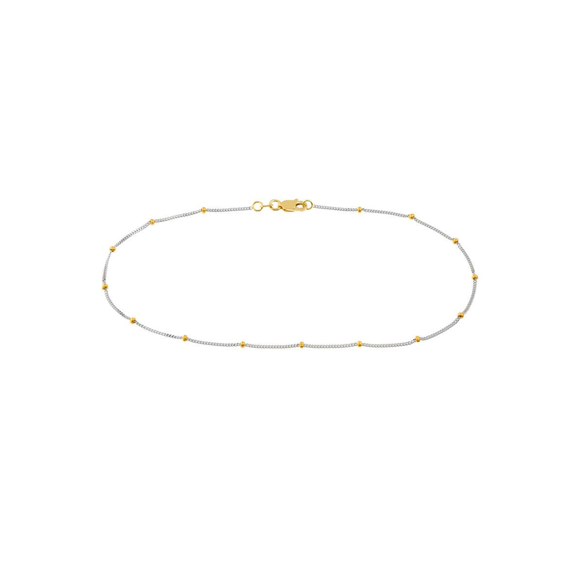 14K Two-Tone Gold Saturn Curb Chain with Lobster Lock Anklet Birmingham Jewelry Anklet Birmingham Jewelry