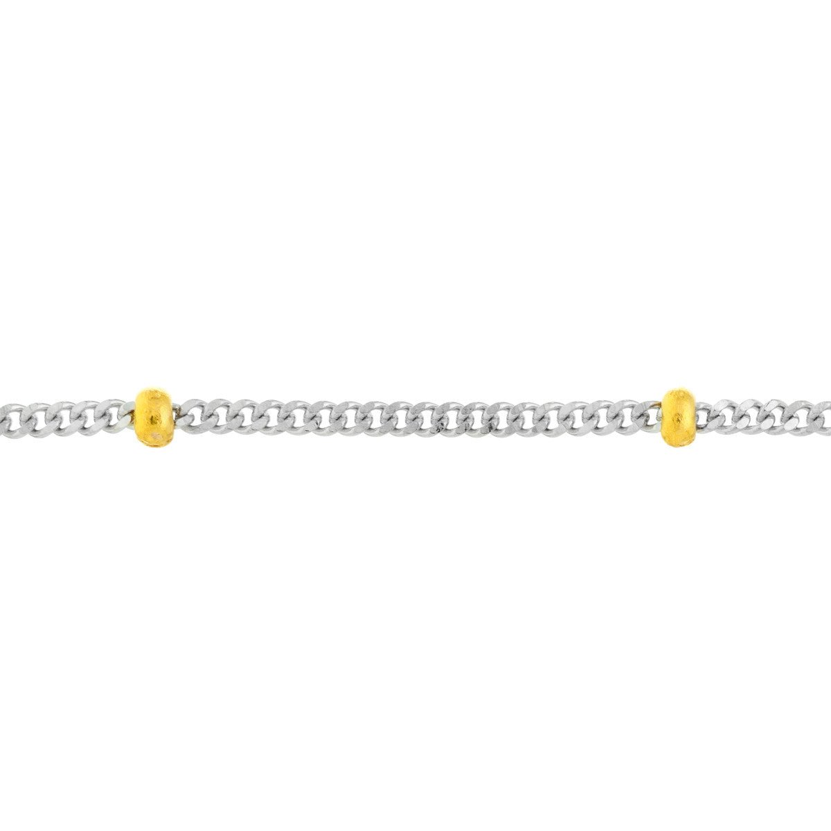 Birmingham Jewelry - 14K Two-Tone Gold Saturn Curb Chain with Lobster Lock Anklet - Birmingham Jewelry