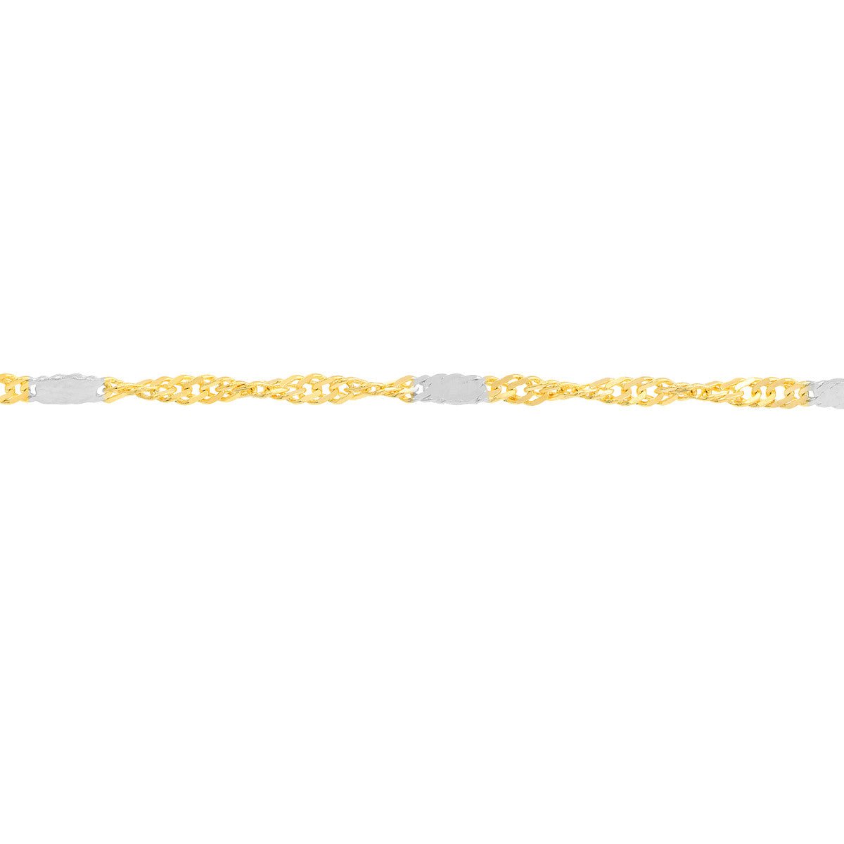 Birmingham Jewelry - 14K Two-tone Gold Singapore Flat Saturn Chain Anklet - Birmingham Jewelry