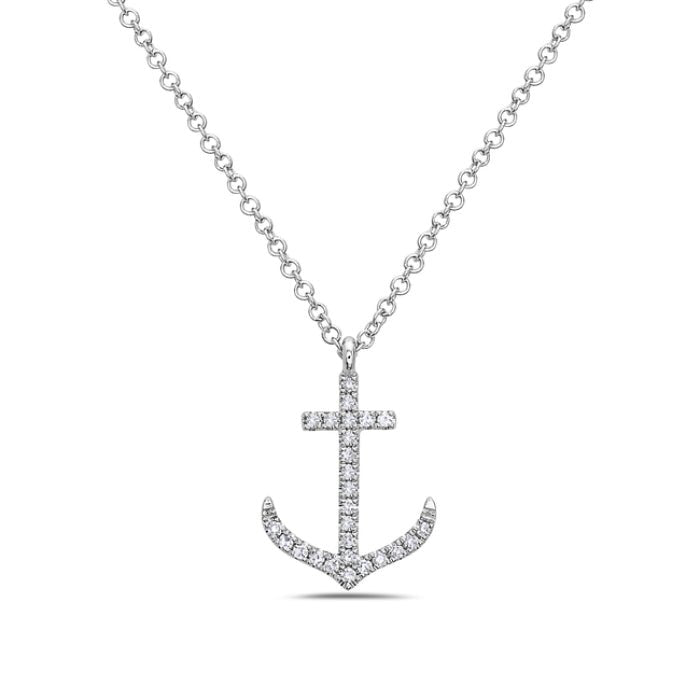 14K White Gold Anchor Diamond Necklace Birmingham Jewelry Necklace Birmingham Jewelry
