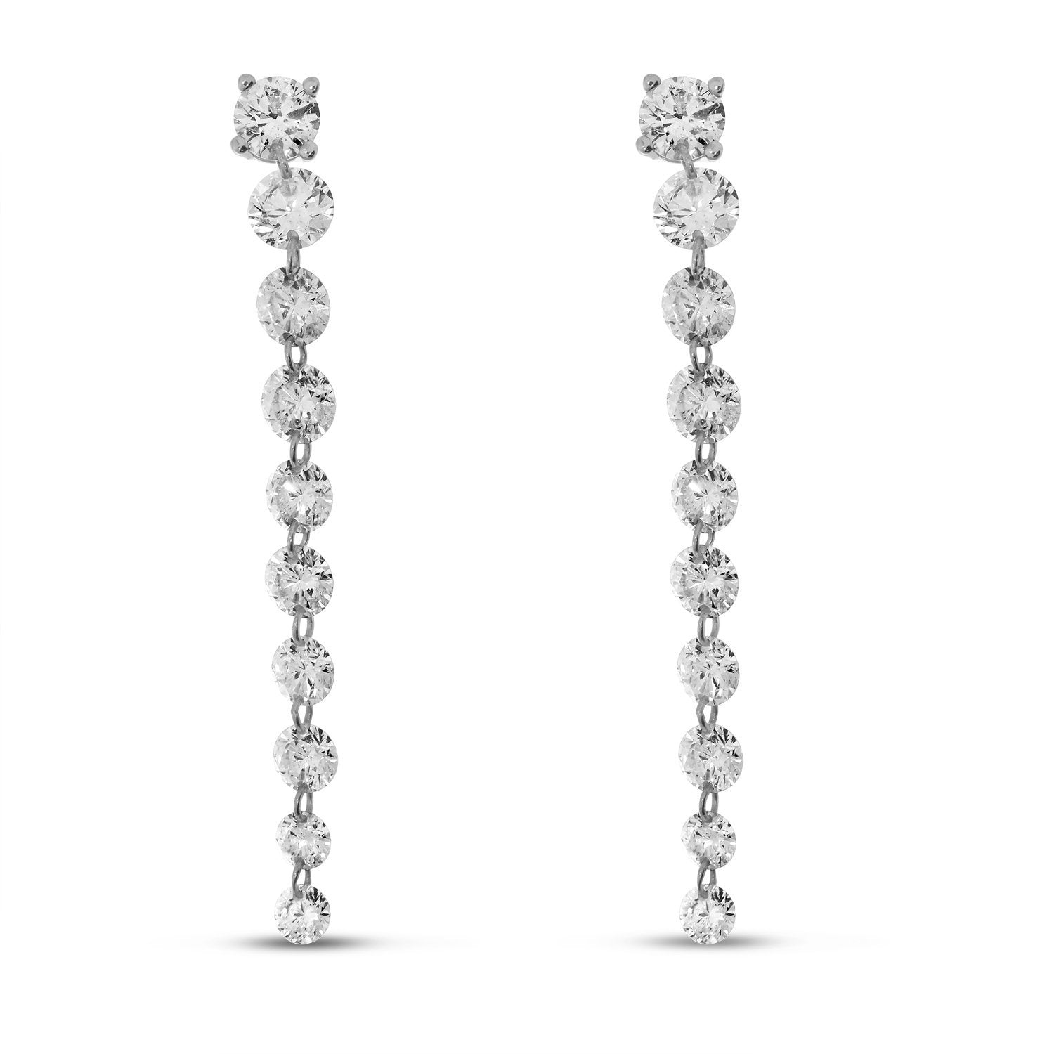 14K White Gold Dashing Diamond Stud with 10 Pierced Diamond Dangle Earrings Birmingham Jewelry Earrings Birmingham Jewelry