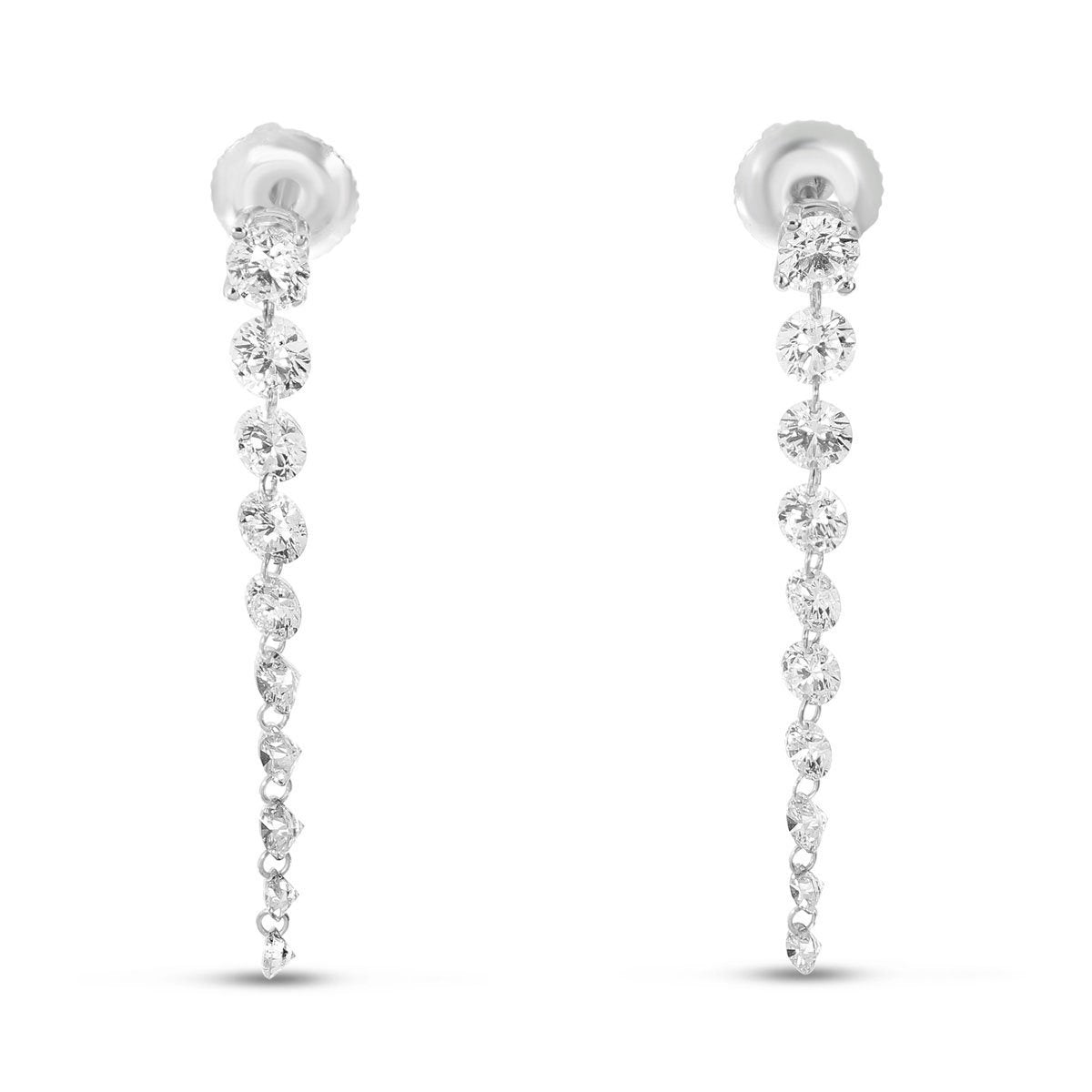 14K White Gold Dashing Diamond Stud with 10 Pierced Diamond Dangle Earrings Birmingham Jewelry Earrings Birmingham Jewelry