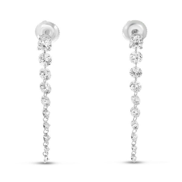 14K White Gold Dashing Diamond Stud with 10 Pierced Diamond Dangle Earrings Birmingham Jewelry Earrings Birmingham Jewelry 