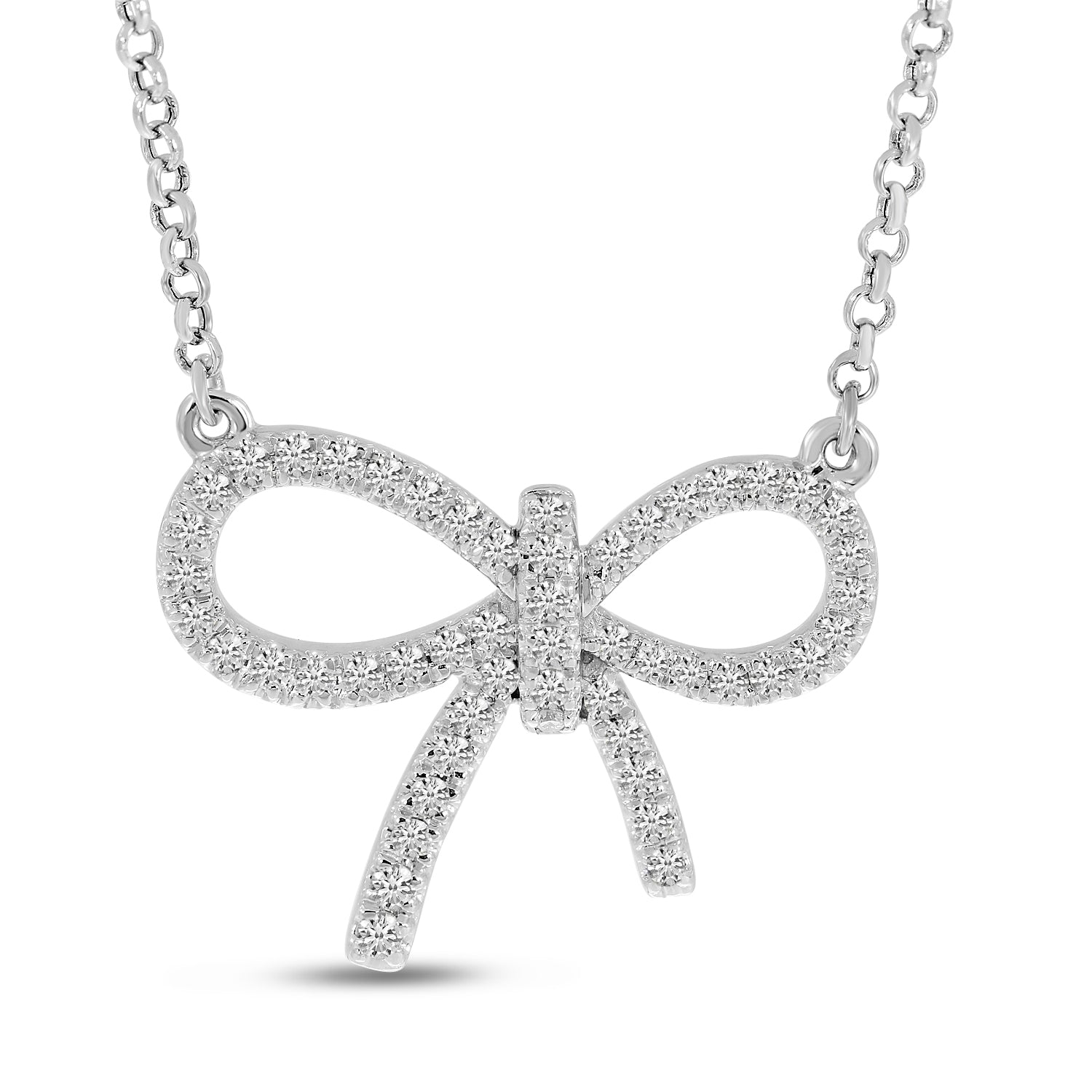 14K White Gold Diamond Bow Necklace Birmingham Jewelry Necklace Birmingham Jewelry