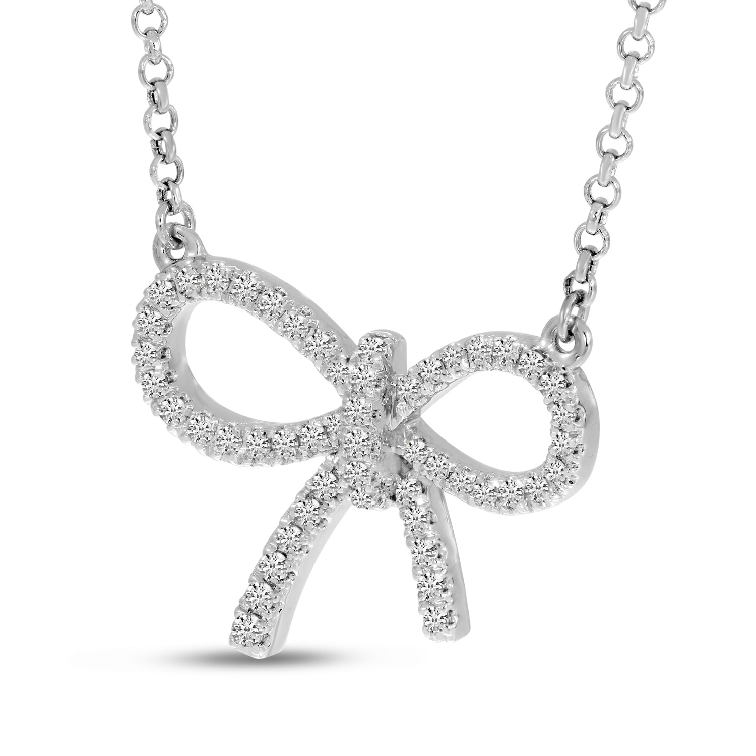 14K White Gold Diamond Bow Necklace Birmingham Jewelry Necklace Birmingham Jewelry