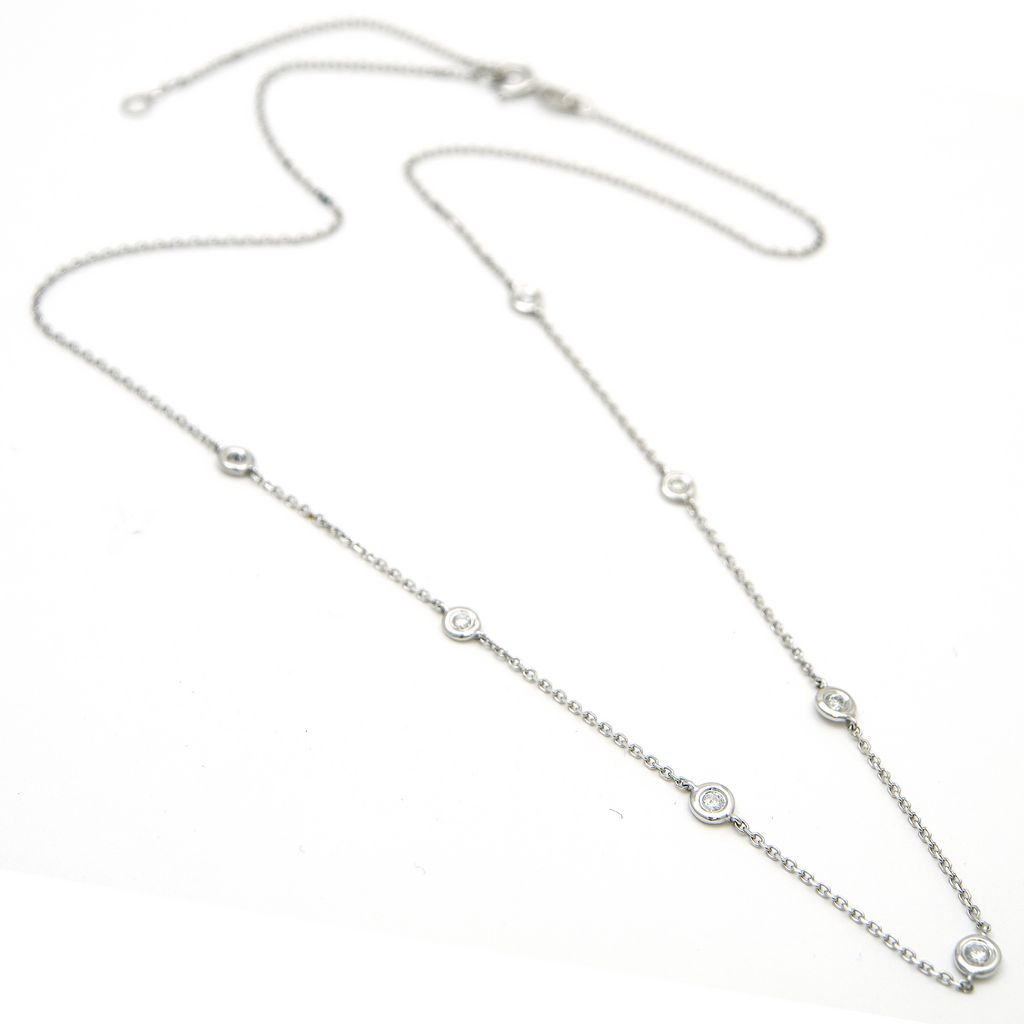 14K White Gold Diamond By The Yard Round Bezel Diamond Necklace Birmingham Jewelry Necklace Birmingham Jewelry