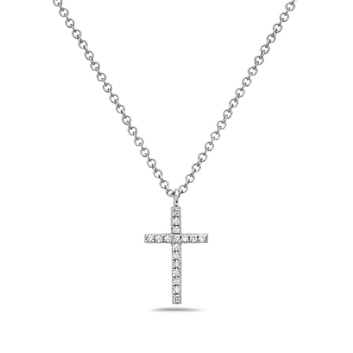 14K White Gold Diamond Cross Necklace Birmingham Jewelry Necklace Birmingham Jewelry