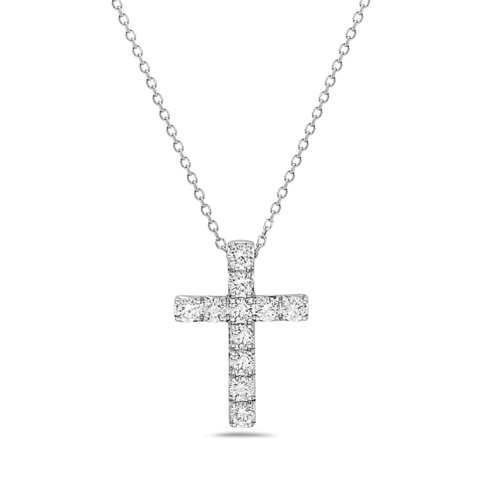 14K White Gold Diamond Cross Pendant Birmingham Jewelry Necklace Birmingham Jewelry