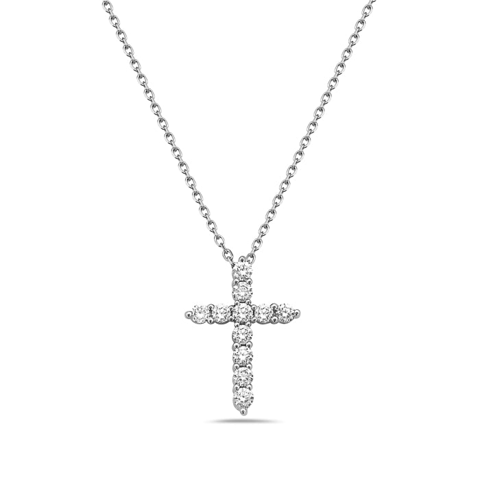 14K White Gold Diamond Cross Pendant Birmingham Jewelry Necklace Birmingham Jewelry