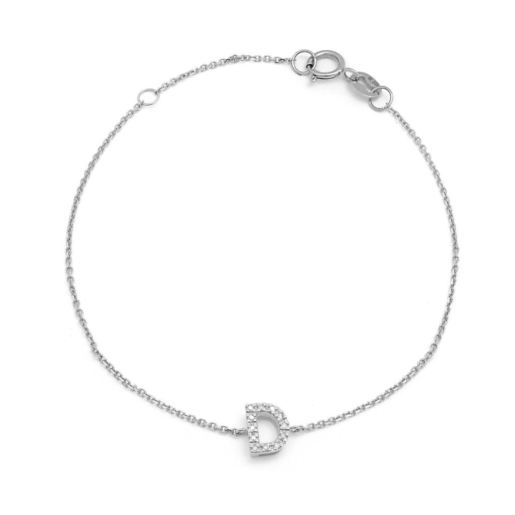 Birmingham Jewelry - 14K White Gold Diamond Initial "D" Bracelet - Birmingham Jewelry