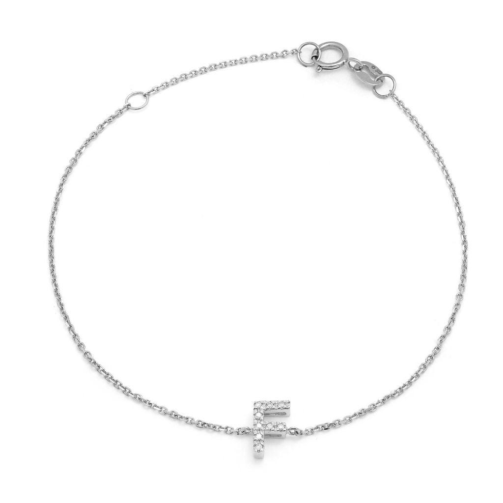 Birmingham Jewelry - 14K White Gold Diamond Initial "F" Bracelet - Birmingham Jewelry