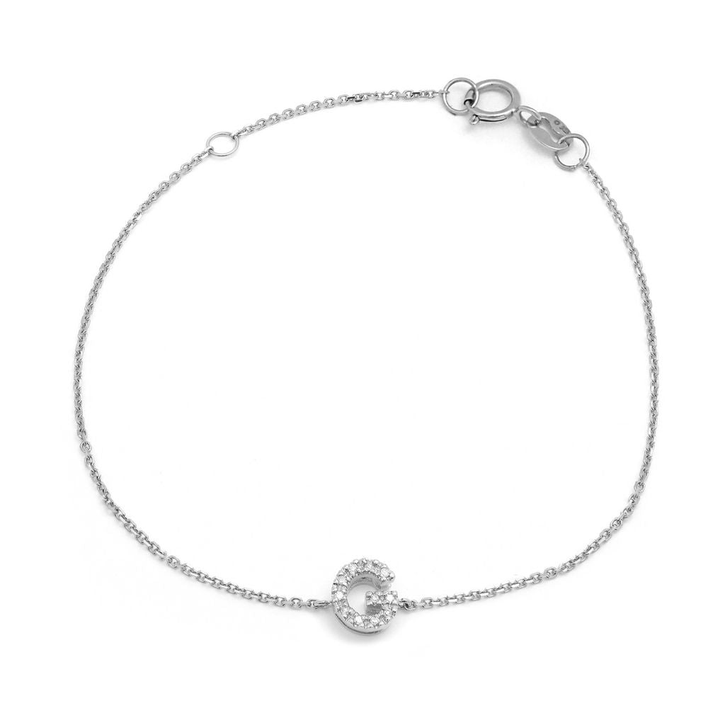 Birmingham Jewelry - 14K White Gold Diamond Initial "G" Bracelet - Birmingham Jewelry