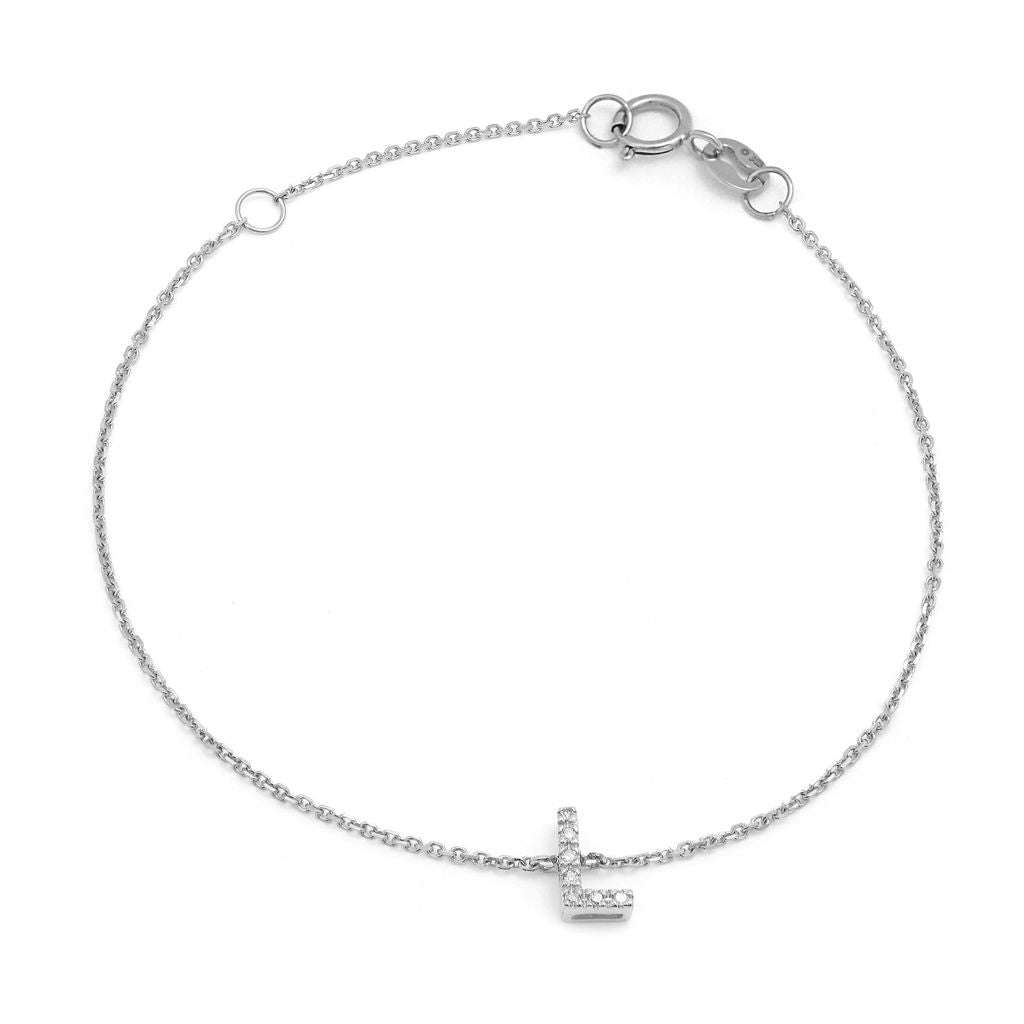 14K White Gold Diamond Initial "L" Bracelet Birmingham Jewelry Bracelet Birmingham Jewelry
