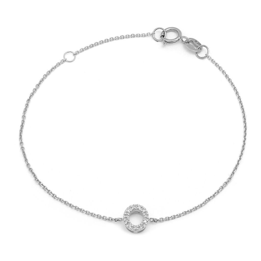Birmingham Jewelry - 14K White Gold Diamond Initial "O" Bracelet - Birmingham Jewelry