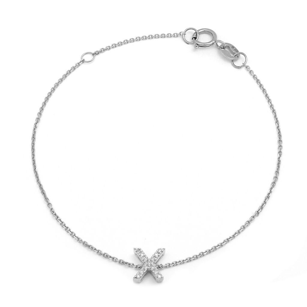 Birmingham Jewelry - 14K White Gold Diamond Initial "X" Bracelet - Birmingham Jewelry