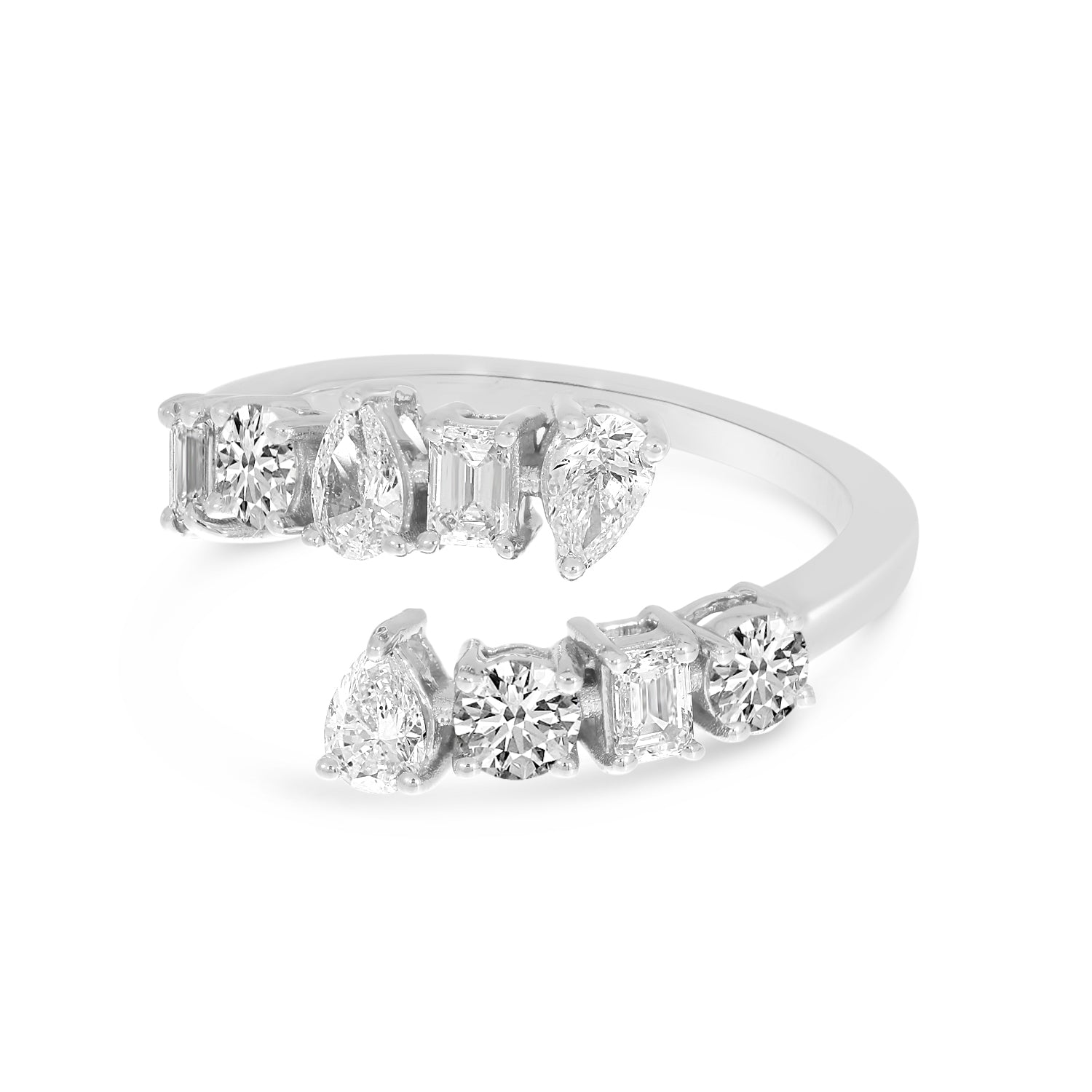 14K White Gold Fancy Cut Shapes Bypass Ring Birmingham Jewelry Ring Birmingham Jewelry
