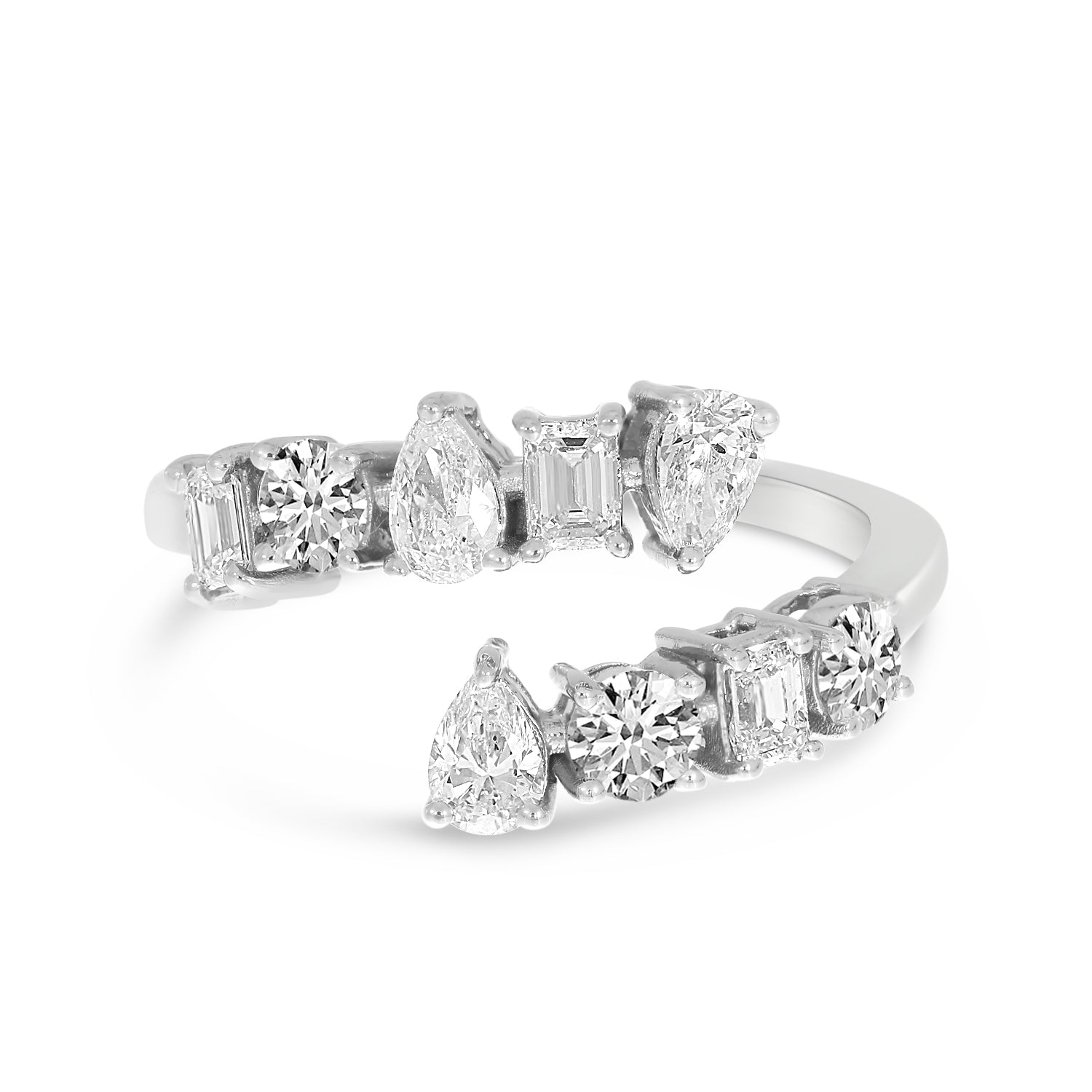 14K White Gold Fancy Cut Shapes Bypass Ring Birmingham Jewelry Ring Birmingham Jewelry