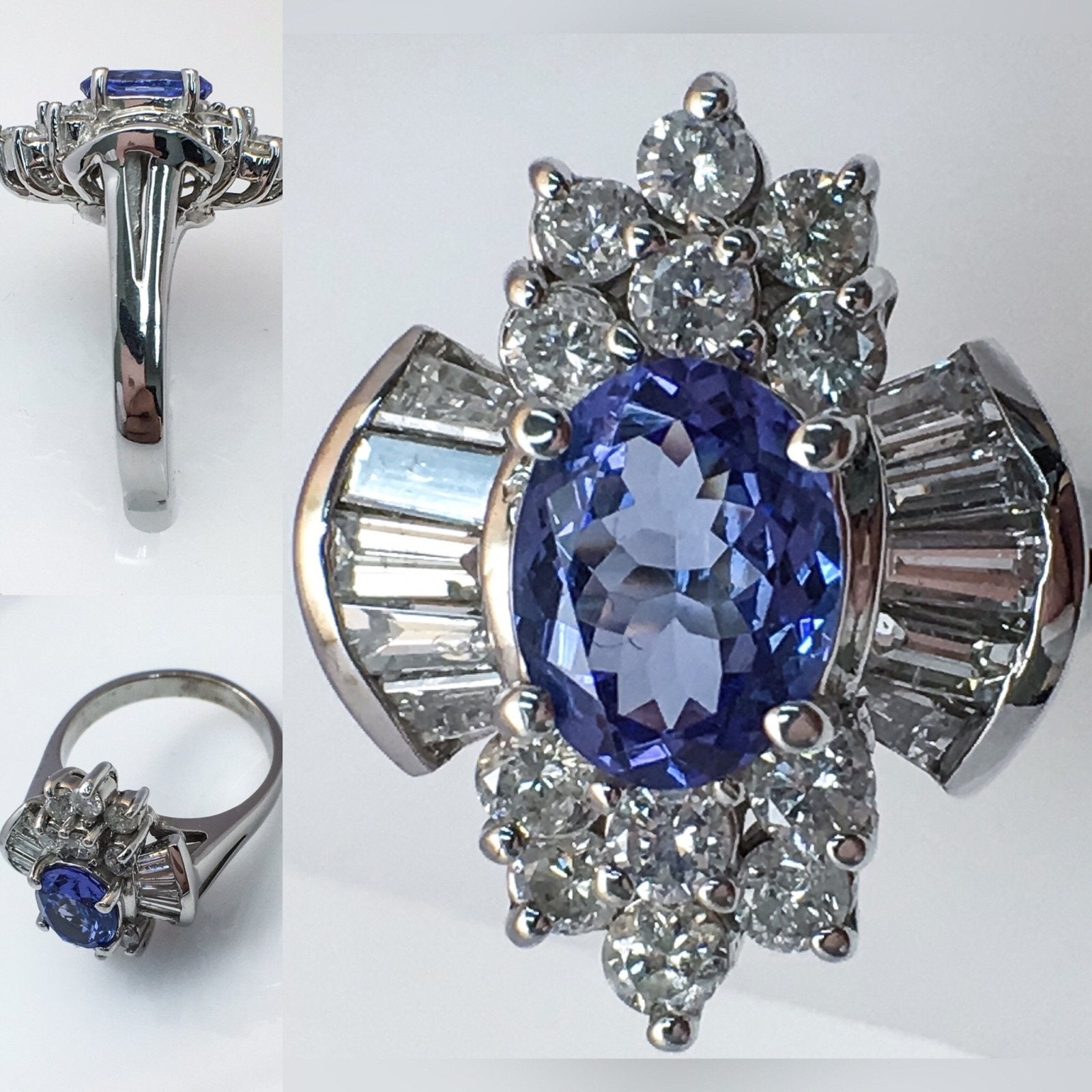 14K White Gold Fashion Ring with Tanzanite Center Stone Birmingham Jewelry Ring Birmingham Jewelry