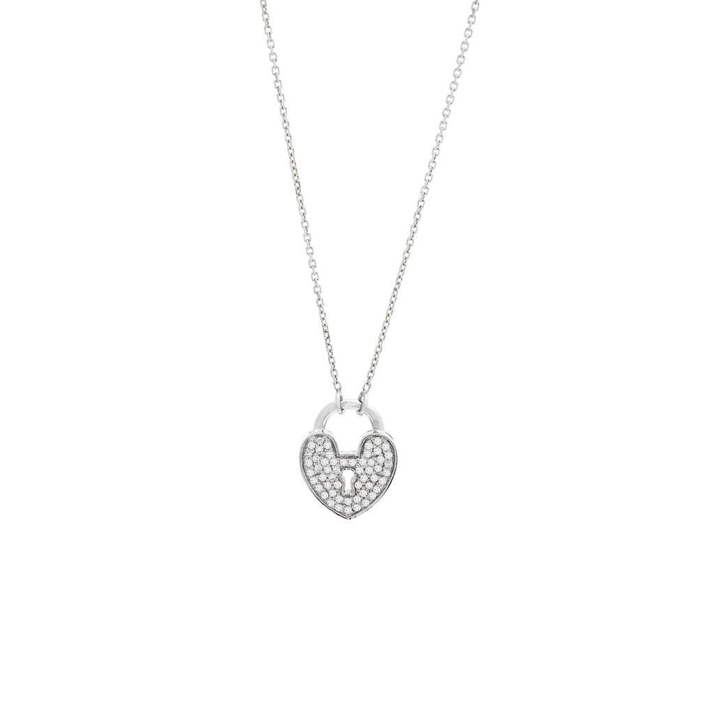 14K White Gold Fashion Single Pave Diamond Necklace Birmingham Jewelry Necklace Birmingham Jewelry