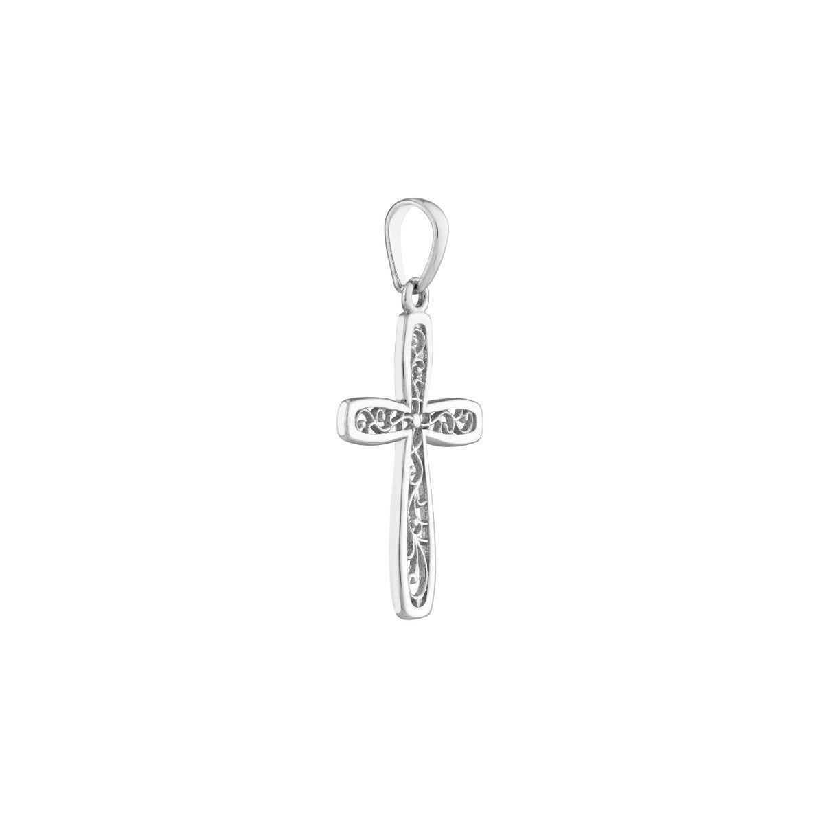 Birmingham Jewelry - 14K White Gold Framed Vine Cross Pendant - Birmingham Jewelry