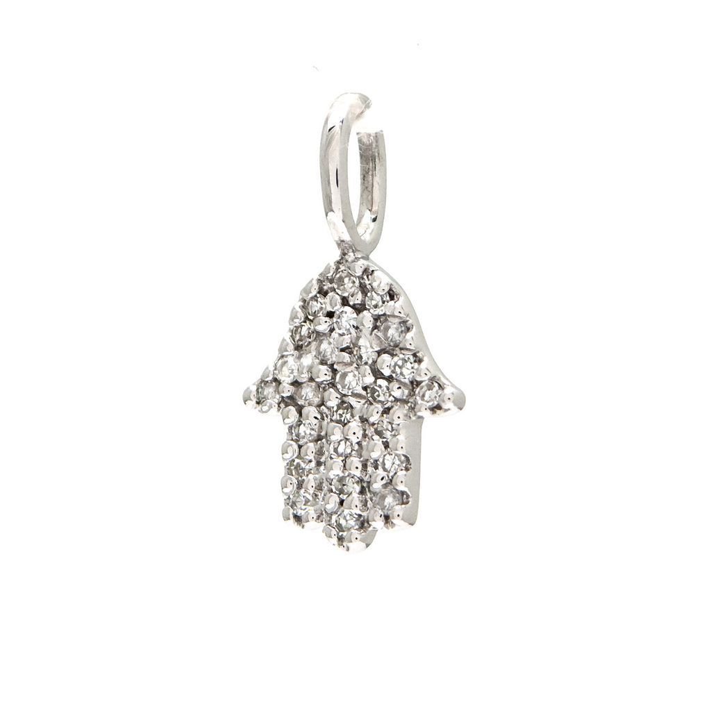 14K White Gold Hand Single Pave Diamond Pendant Birmingham Jewelry Pendant Birmingham Jewelry