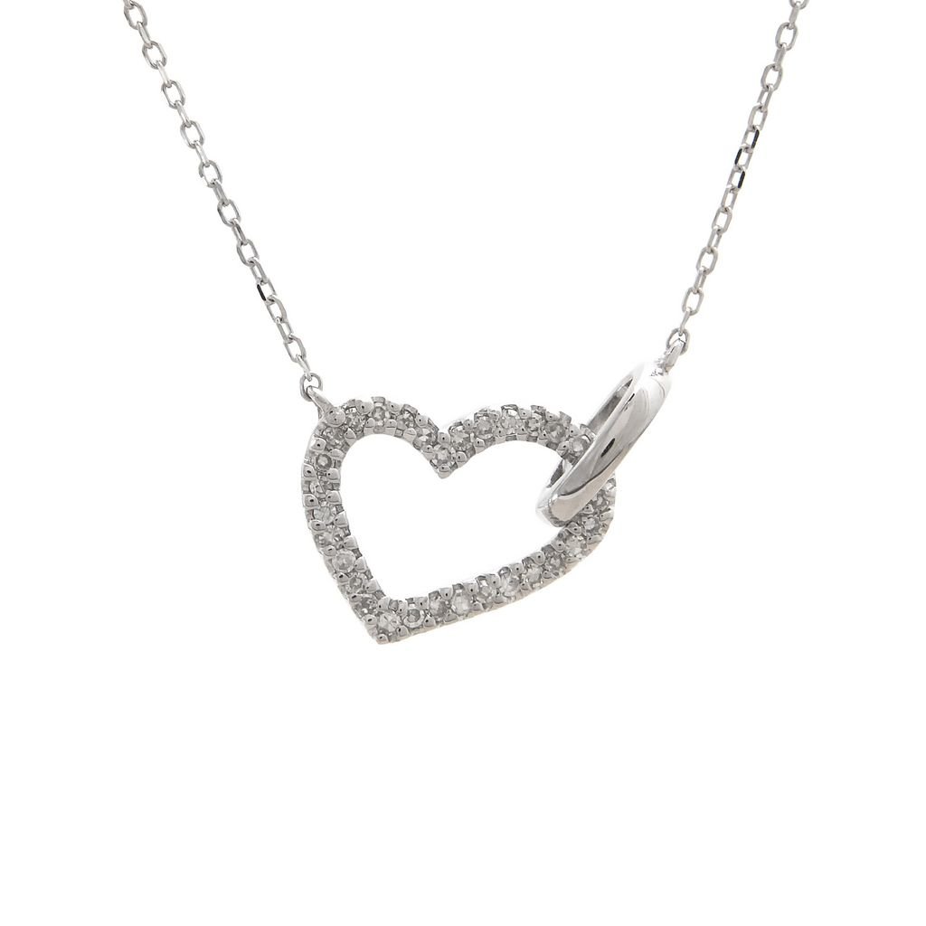 14K White Gold Heart Single Micro Pave Diamond Necklace Birmingham Jewelry Necklace Birmingham Jewelry