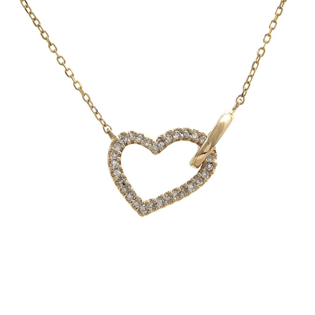 14K White Gold Heart Single Micro Pave Diamond Necklace Birmingham Jewelry Necklace Birmingham Jewelry