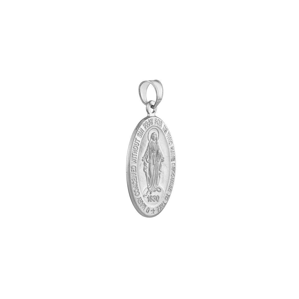 14K White Gold Large Oval Blessed Mary Medal Birmingham Jewelry Pendant Birmingham Jewelry