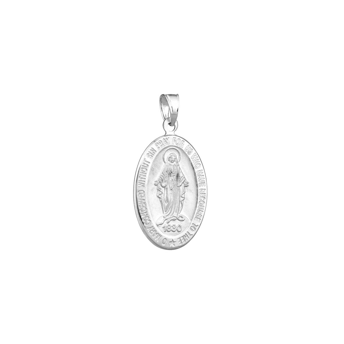 14K White Gold Large Oval Blessed Mary Medal Birmingham Jewelry Pendant Birmingham Jewelry