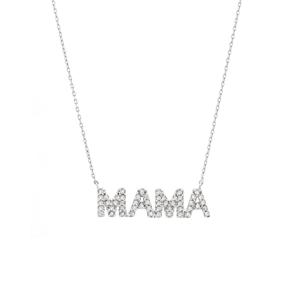 14K White Gold Mommy Single Micro Pave Diamond Necklace Birmingham Jewelry Necklace Birmingham Jewelry