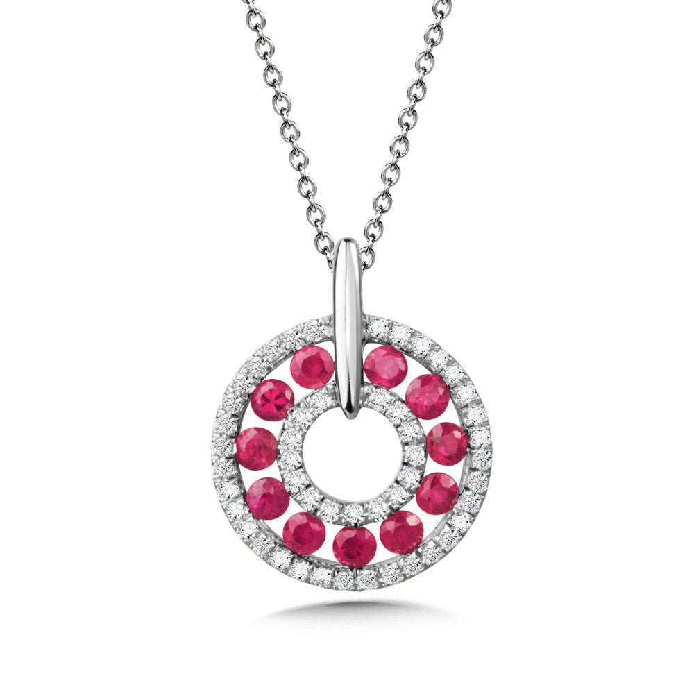 14K WHITE GOLD RUBY AND DIAMOND PENDANT Birmingham Jewelry Pendant Birmingham Jewelry