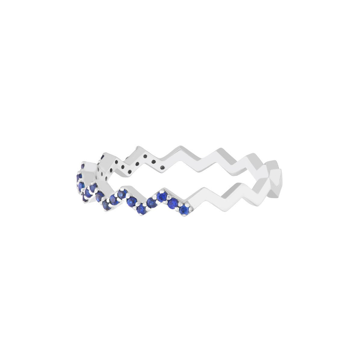 Birmingham Jewelry - 14K White Gold Sapphire Stones Zig Zag Ring - Birmingham Jewelry