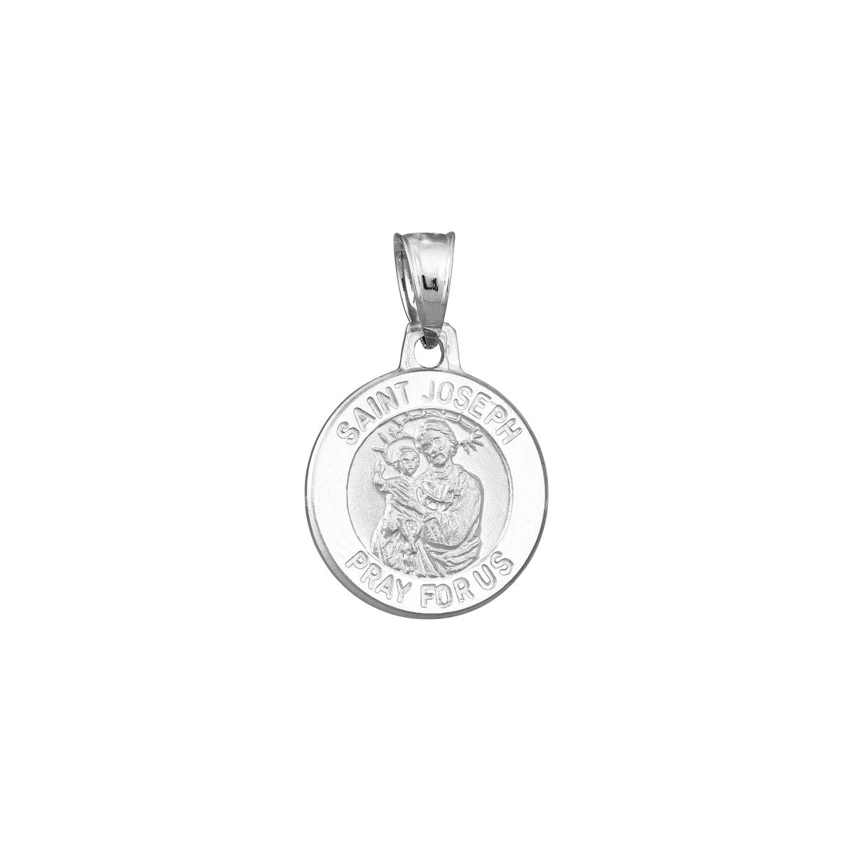 Birmingham Jewelry - 14K White Gold Small St. Joseph Medal - Birmingham Jewelry