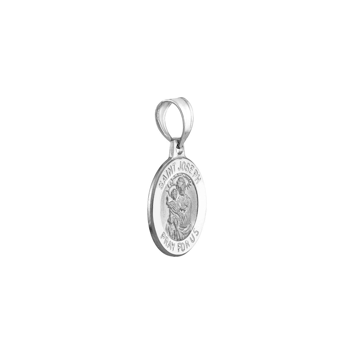 Birmingham Jewelry - 14K White Gold Small St. Joseph Medal - Birmingham Jewelry
