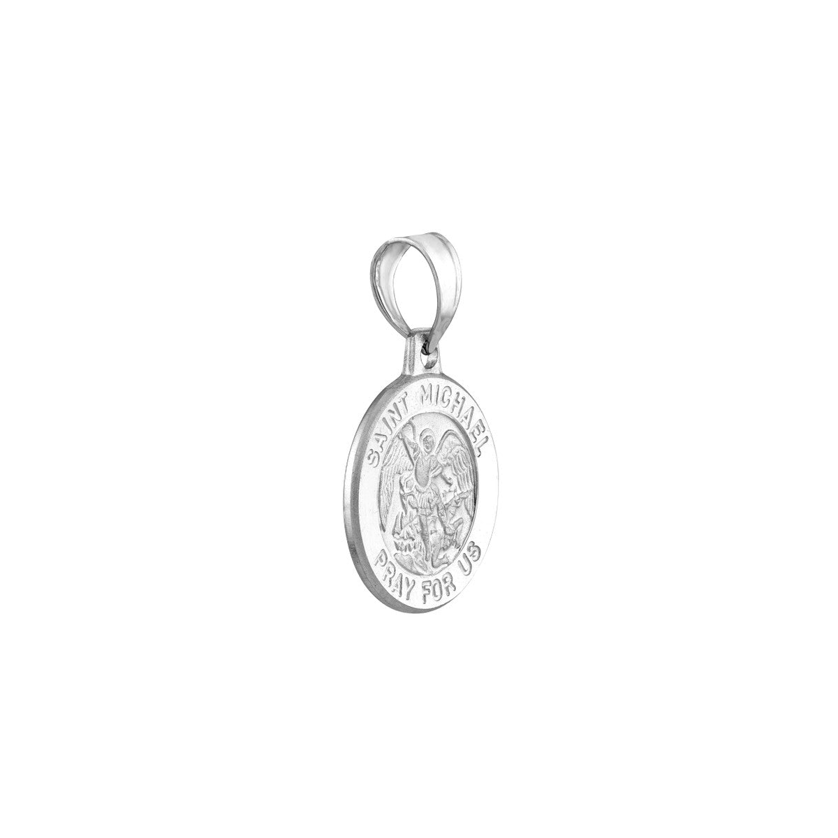 14K White Gold Small St. Michael's Medal Birmingham Jewelry Pendant Birmingham Jewelry