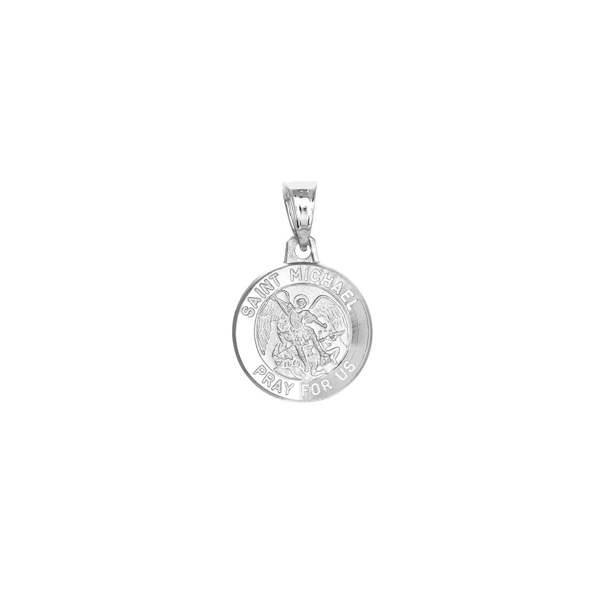 14K White Gold Small St. Michael's Medal Birmingham Jewelry Pendant Birmingham Jewelry