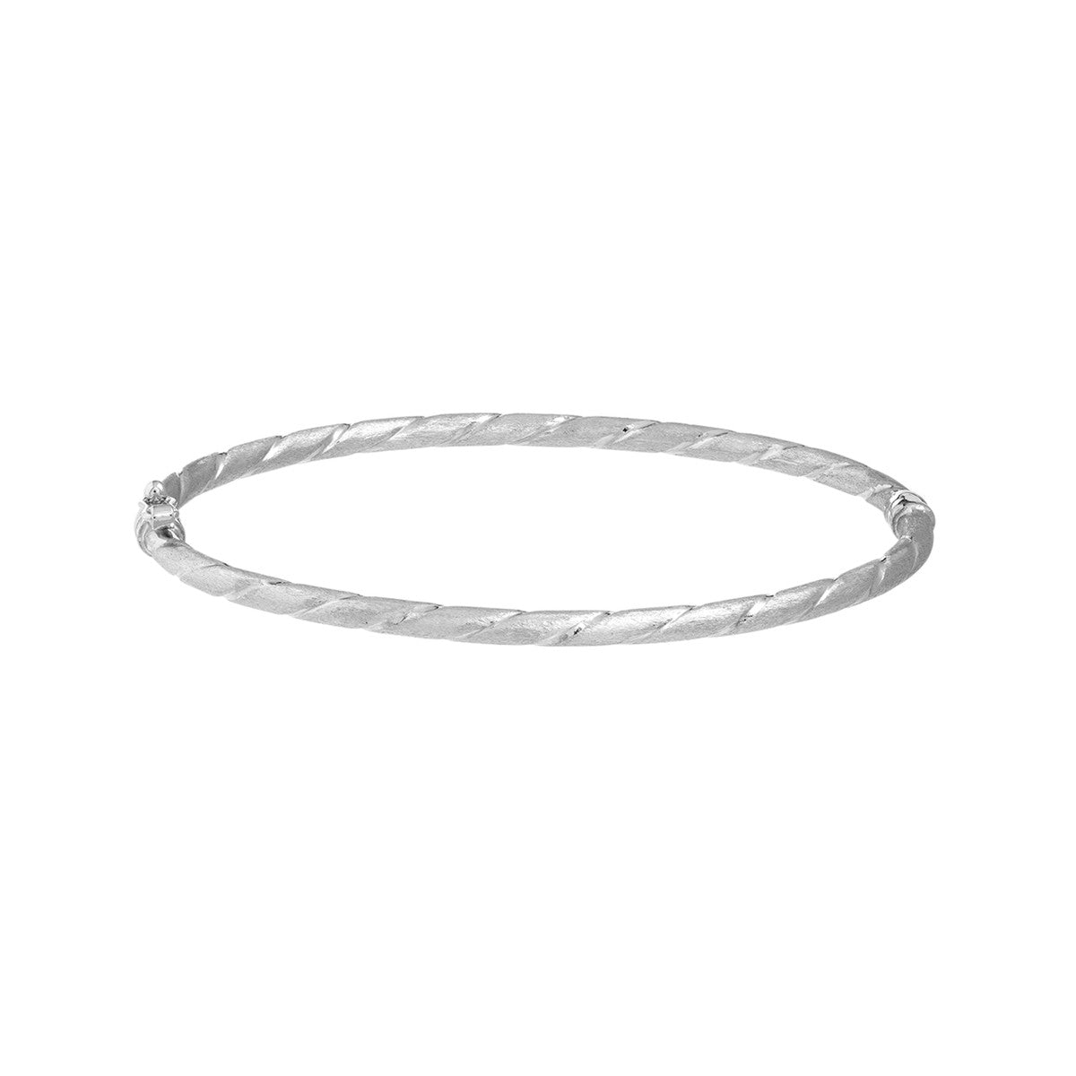 Birmingham Jewelry - 14K White Gold Twisted Brushed Hinged Bangle - Birmingham Jewelry