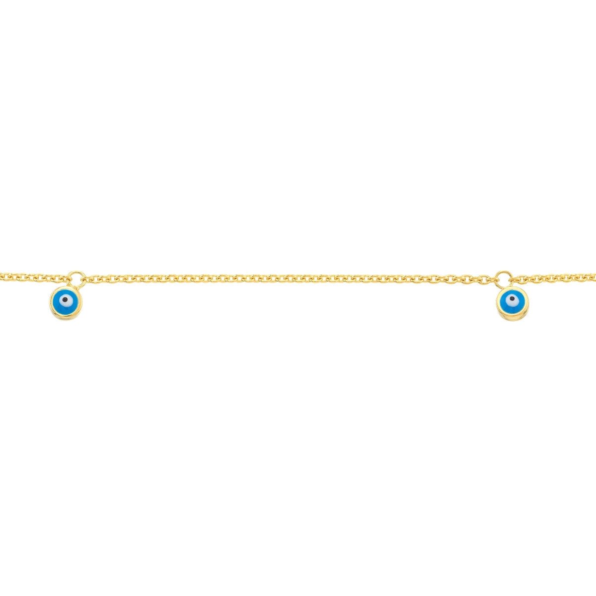 14K Yellow Blue Turquoise Evil Eye Dangle Adjustable Anklet Birmingham Jewelry Anklet Birmingham Jewelry