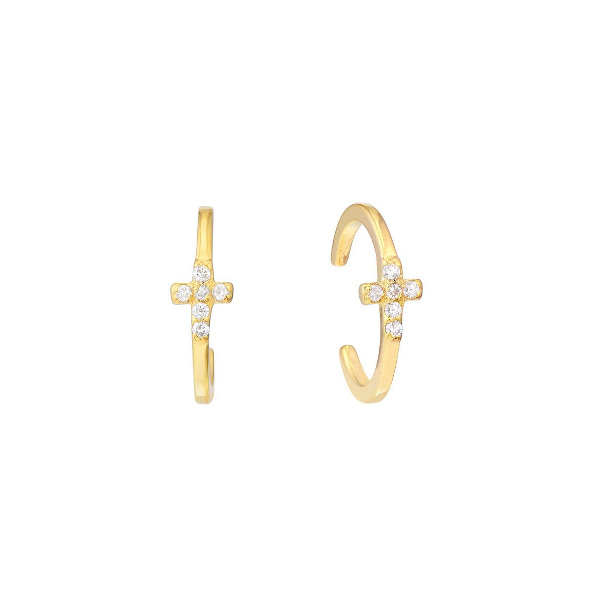 14K Yellow Gold 0.05ct Diamond Cross Earring Cuffs Birmingham Jewelry Earrings Birmingham Jewelry