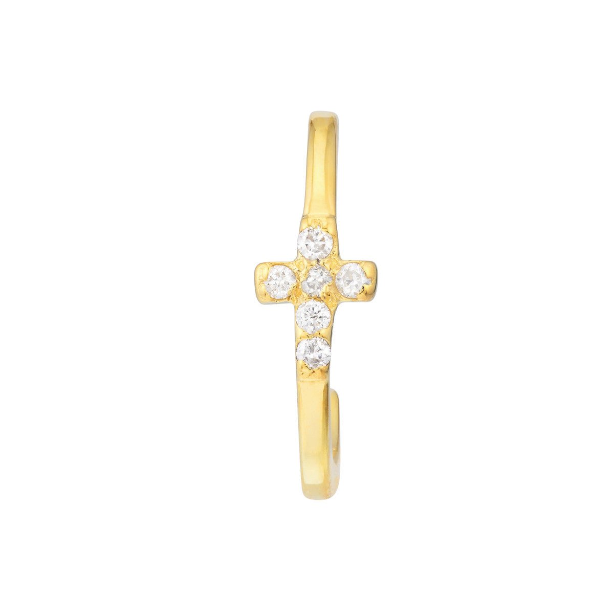 14K Yellow Gold 0.05ct Diamond Cross Earring Cuffs Birmingham Jewelry Earrings Birmingham Jewelry